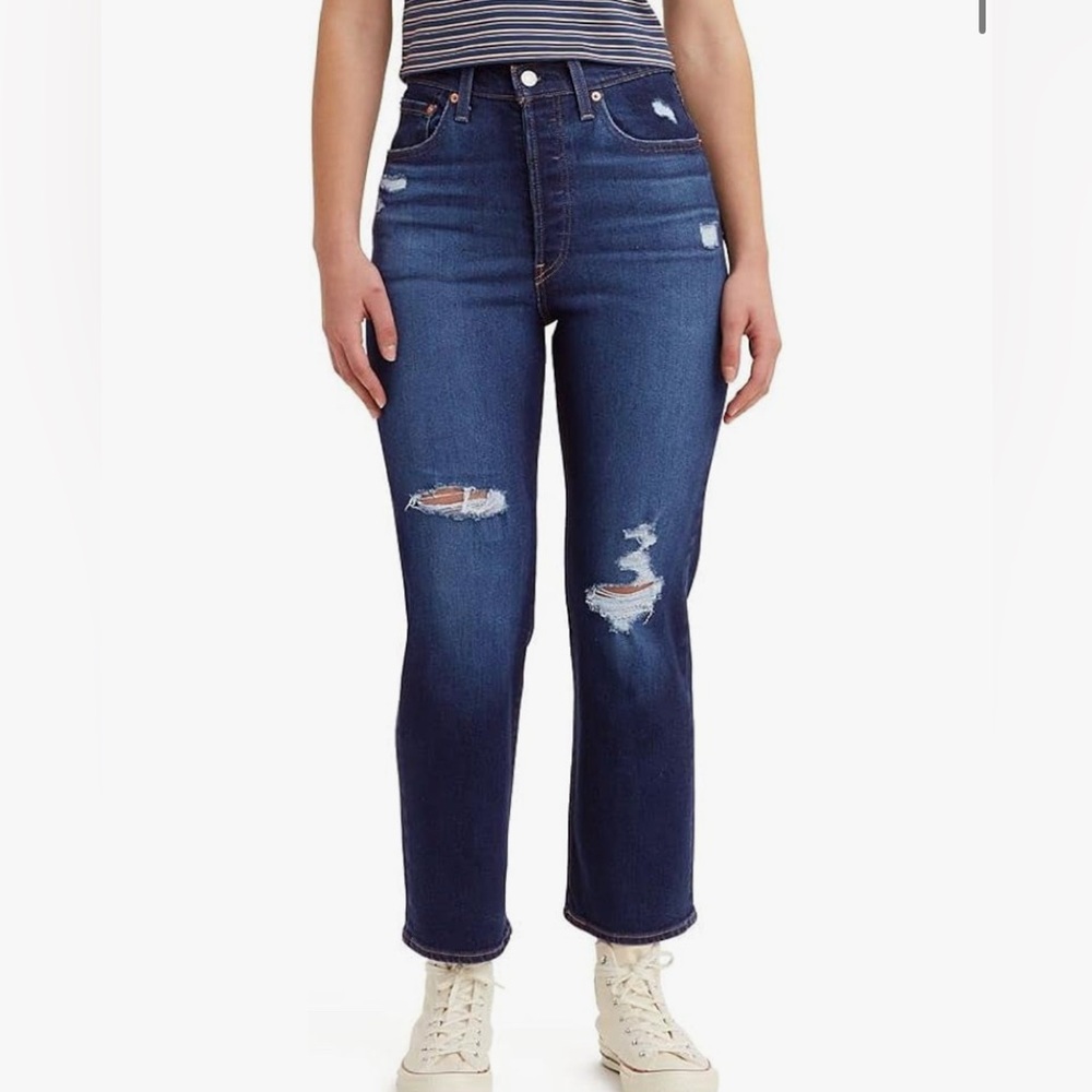 Levi's Women's Dark Blue Ribcage Straight Ankle Jeans